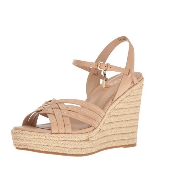Coach Nude Dottie Wedge Sandals-8 - Picture 1 of 9